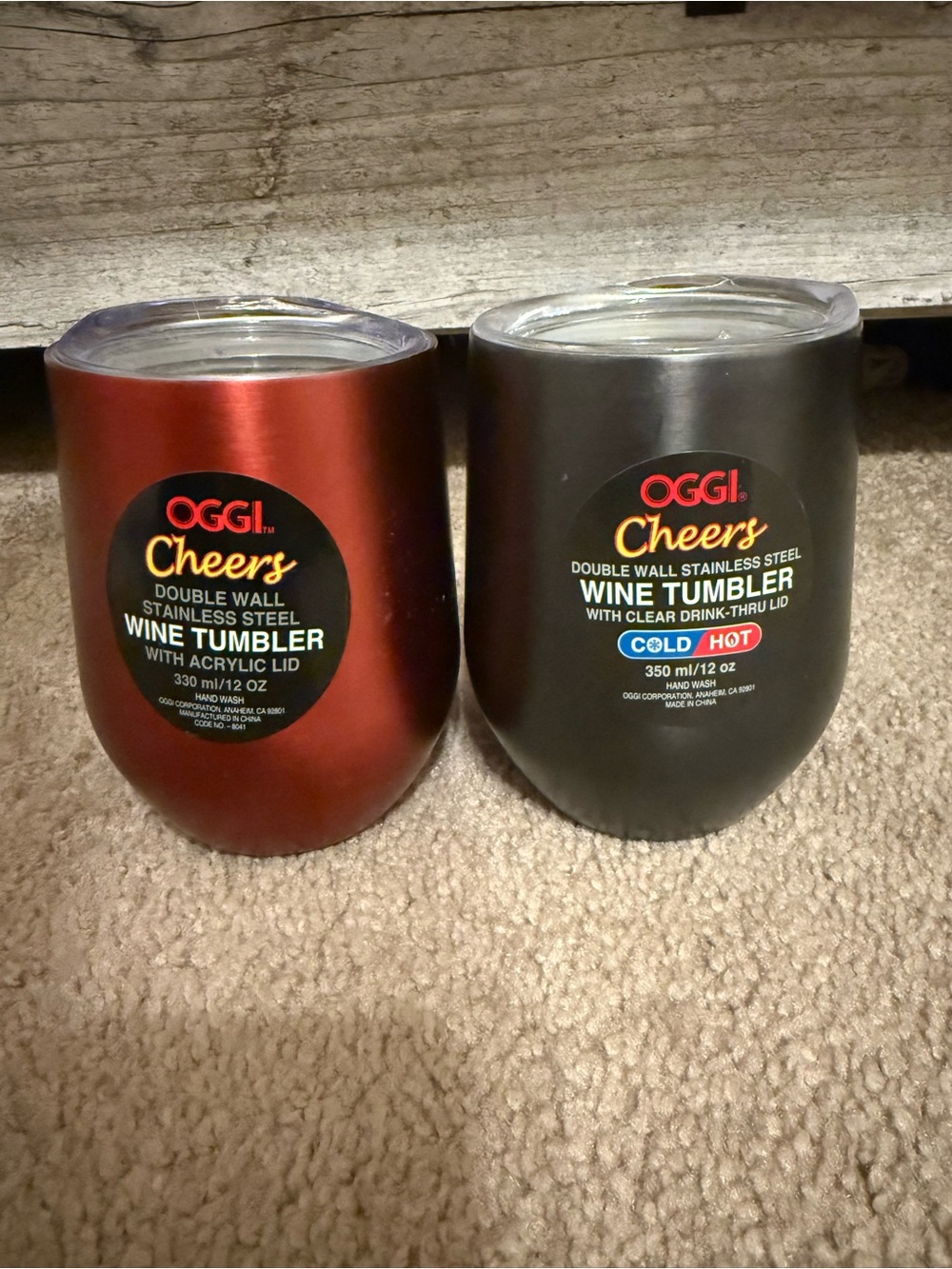 Oggi Cheers Wind Tumbler Set Of Two Red And Black 12oz